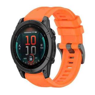 For Garmin Fenix E 47mm Pure Color Steel Buckle 22mm Silicone Watch Band(Orange)