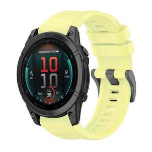 For Garmin Fenix E 47mm Pure Color Steel Buckle 22mm Silicone Watch Band(Yellow)