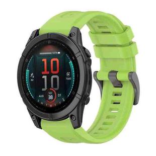 For Garmin Fenix E 47mm Pure Color Steel Buckle 22mm Silicone Watch Band(Lime)