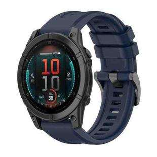 For Garmin Fenix E 47mm Pure Color Steel Buckle 22mm Silicone Watch Band(Midnight Blue)