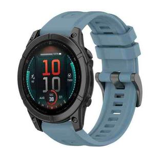 For Garmin Fenix E 47mm Pure Color Steel Buckle 22mm Silicone Watch Band(Rock Cyan)