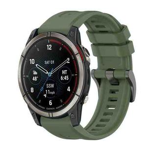 For Garmin Quatix 7 Pro Pure Color Steel Buckle 22mm Silicone Watch Band(Dark Green)