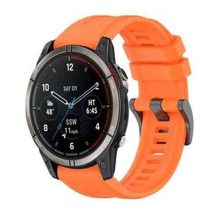 For Garmin Quatix 7 Pro Pure Color Steel Buckle 22mm Silicone Watch Band(Orange)