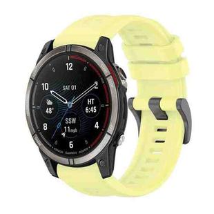 For Garmin Quatix 7 Pro Pure Color Steel Buckle 22mm Silicone Watch Band(Yellow)