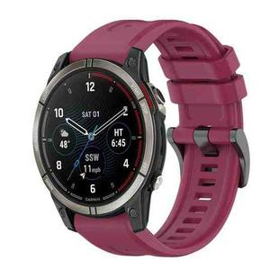 For Garmin Quatix 7 Pro Pure Color Steel Buckle 22mm Silicone Watch Band(Wine Red)