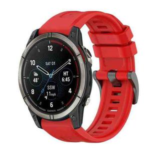 For Garmin Quatix 7 Pure Color Steel Buckle 22mm Silicone Watch Band(Red)