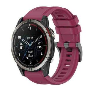 For Garmin Quatix 7 Pure Color Steel Buckle 22mm Silicone Watch Band(Wine Red)