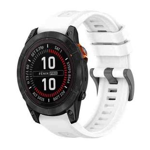 For Garmin Fenix 7 Pro 47mm Pure Color Steel Buckle 22mm Silicone Watch Band(White)