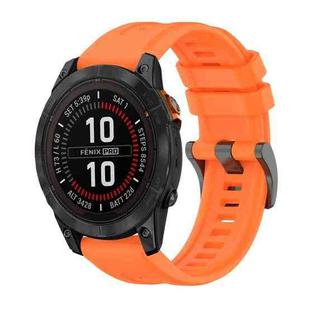 For Garmin Fenix 7 Pro 47mm Pure Color Steel Buckle 22mm Silicone Watch Band(Orange)