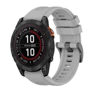 For Garmin Fenix 7 Pro 47mm Pure Color Steel Buckle 22mm Silicone Watch Band(Grey)