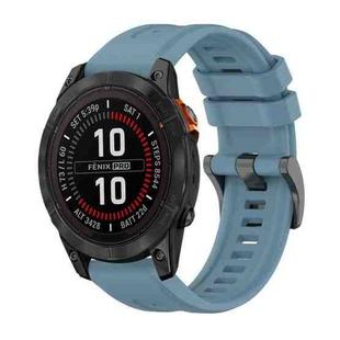 For Garmin Fenix 7 Pro 47mm Pure Color Steel Buckle 22mm Silicone Watch Band(Rock Cyan)