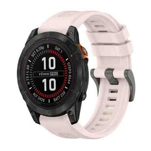 For Garmin Fenix 7 Pro 47mm Pure Color Steel Buckle 22mm Silicone Watch Band(Pink)