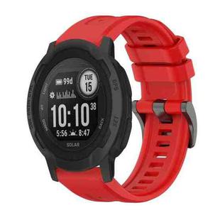 For Garmin  Instinct 2 Solar Pure Color Steel Buckle 22mm Silicone Watch Band(Red)