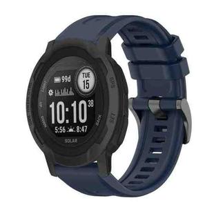 For Garmin  Instinct 2 Solar Pure Color Steel Buckle 22mm Silicone Watch Band(Midnight Blue)