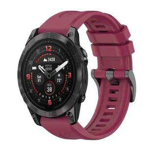 For Garmin Epix Pro 47mm Pure Color Steel Buckle 22mm Silicone Watch Band(Wine Red)