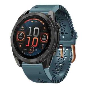 For Garmin Fenix 8 AMOLED 43mm Lace Breathable 20mm Silicone Watch Band(Lake Blue)