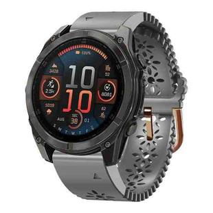 For Garmin Fenix 8 AMOLED 43mm Lace Breathable 20mm Silicone Watch Band(Grey)