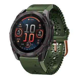 For Garmin Fenix 8 AMOLED 43mm Lace Breathable 20mm Silicone Watch Band(Army Green)