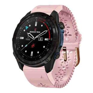 For Garmin Descent Mk3i 43mm Lace Breathable 20mm Silicone Watch Band(Pink)