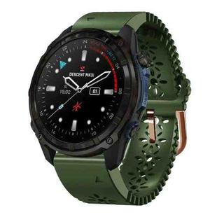 For Garmin Descent Mk3i 43mm Lace Breathable 20mm Silicone Watch Band(Army Green)