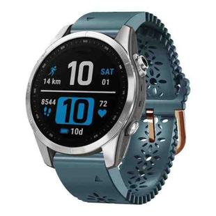 For Garmin Fenix 7S Pro 42mm Lace Breathable 20mm Silicone Watch Band(Lake Blue)