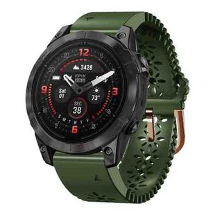 For Garmin Epix Pro 42mm Lace Breathable 20mm Silicone Watch Band(Army Green)