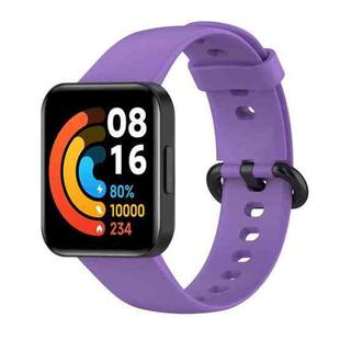 For Xiaomi Poco Watch Solid Color Black Steel Buckle Silicone Watch Band(Purple)