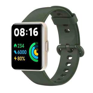 For Redmi Watch 2 Lite Solid Color Black Steel Buckle Silicone Watch Band(Dark Green)