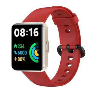 For Redmi Watch 2 Lite Solid Color Black Steel Buckle Silicone Watch Band(Red)