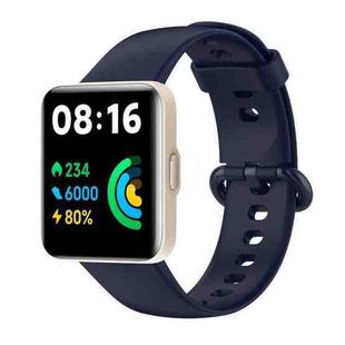 For Redmi Watch 2 Lite Solid Color Black Steel Buckle Silicone Watch Band(Dark Blue)