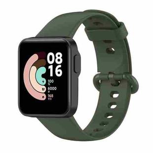 For Xiaomi Mi Watch Lite 2 Solid Color Black Steel Buckle Silicone Watch Band(Dark Green)