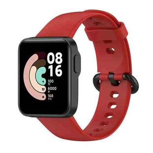 For Xiaomi Mi Watch Lite 2 Solid Color Black Steel Buckle Silicone Watch Band(Red)