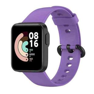 For Xiaomi Mi Watch Lite 2 Solid Color Black Steel Buckle Silicone Watch Band(Purple)