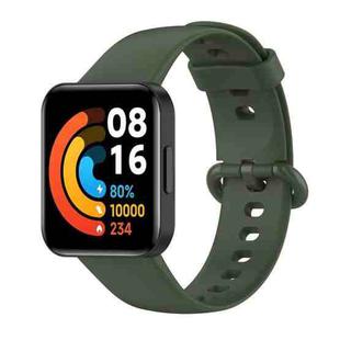 For Redmi Horloge 2 Solid Color Black Steel Buckle Silicone Watch Band(Dark Green)