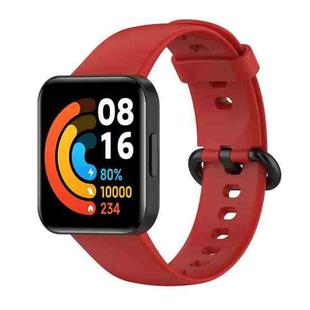 For Redmi Horloge 2 Solid Color Black Steel Buckle Silicone Watch Band(Red)