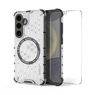 For Samsung Galaxy S24+ 5G ENKAY Hat-Prince Honeycomb MagSafe Shockproof Phone Case with 0.18mm Film(White)