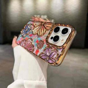 For iPhone 12 Pro 3D Flower Electroplated TPU Phone Case(Gold)