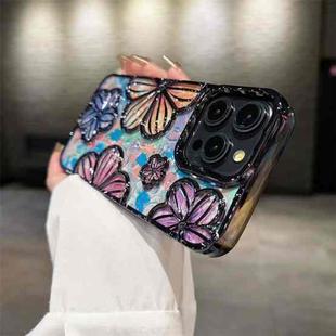 For iPhone 12 Pro Max 3D Flower Electroplated TPU Phone Case(Black)