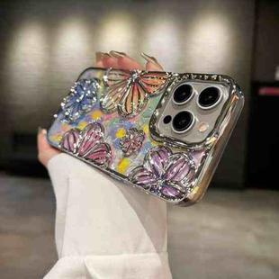 For iPhone 13 Pro Max 3D Flower Electroplated TPU Phone Case(Silver)