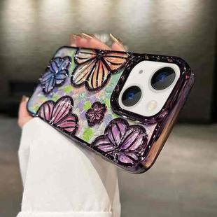 For iPhone 14 3D Flower Electroplated TPU Phone Case(Purple)