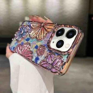 For iPhone 11 Pro Max 3D Flower Electroplated TPU Phone Case(Pink)