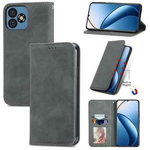 For Oukitel C53 Retro Skin Feel Magnetic Flip Leather Phone Case(Grey)