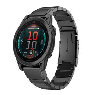 For Garmin Fenix 8 AMOLED 51mm Tortoise Shell 26mm Stainless Steel Watch Band(Black)