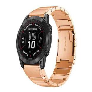 For Garmin Fenix 7X Pro 51mm Tortoise Shell 26mm Stainless Steel Watch Band(Rose Gold)