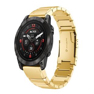 For Garmin Epix Pro 51mm Tortoise Shell 26mm Stainless Steel Watch Band(Gold)