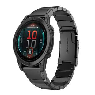 For Garmin Fenix E 47mm Tortoise Shell 22mm Stainless Steel Watch Band(Black)