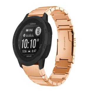 For Garmin  Instinct 2 Solar Tortoise Shell 22mm Stainless Steel Watch Band(Rose Gold)