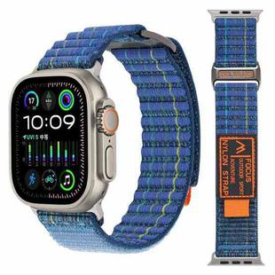 For Apple Watch Series 10 46mm Two Sections Nylon Hook and Loop Fastener Watch Band(Scuba Blue)