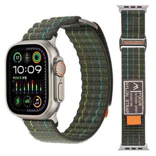 For Apple Watch Series 10 46mm Two Sections Nylon Hook and Loop Fastener Watch Band(Field Green)