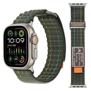 For Apple Watch Series 10 42mm Two Sections Nylon Hook and Loop Fastener Watch Band(Field Green)